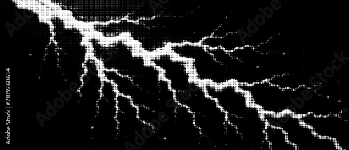 Fotografía Bright white electrical discharge lightning bolt on black with lightning electri