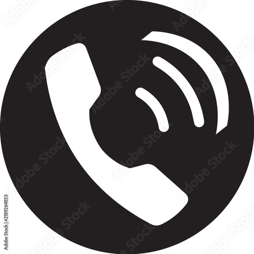Phone Call Receiver Ringing Round Vector Icon