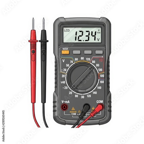 Obraz na płótnie Digital Multimeter Vector Illustration for Electrical Testing