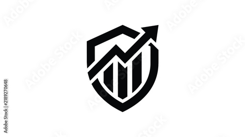 Financial Security Growth Logo Icon Shield Business Bar Chart Arrow Vector Concept