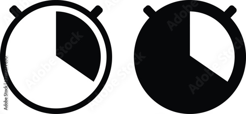 Minimalist clock icons showing half and full time elapsed for project management dashboards