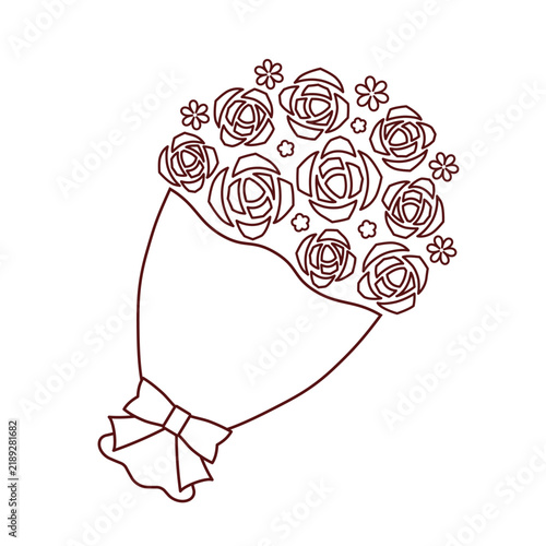 薔薇の花束のイラスト（線画）
