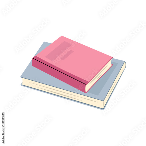 Two closed books stacked one on top of the other. Flat vector illustration of stacked books for reading, education and literature themes.
