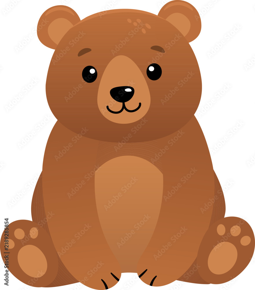 Obraz premium Brown bear cartoon illustration with rounded ears, gentle expression, and warm fur color for playful animal design