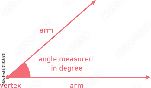 Bild auf Leinwand Diagram of an angle showing the vertex and two arms with a shaded sector represe