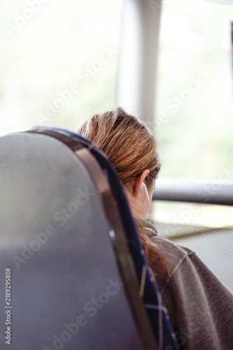 Photography young woman in car, talking with headset, nacka,sverige,sweden,summer,stockholm