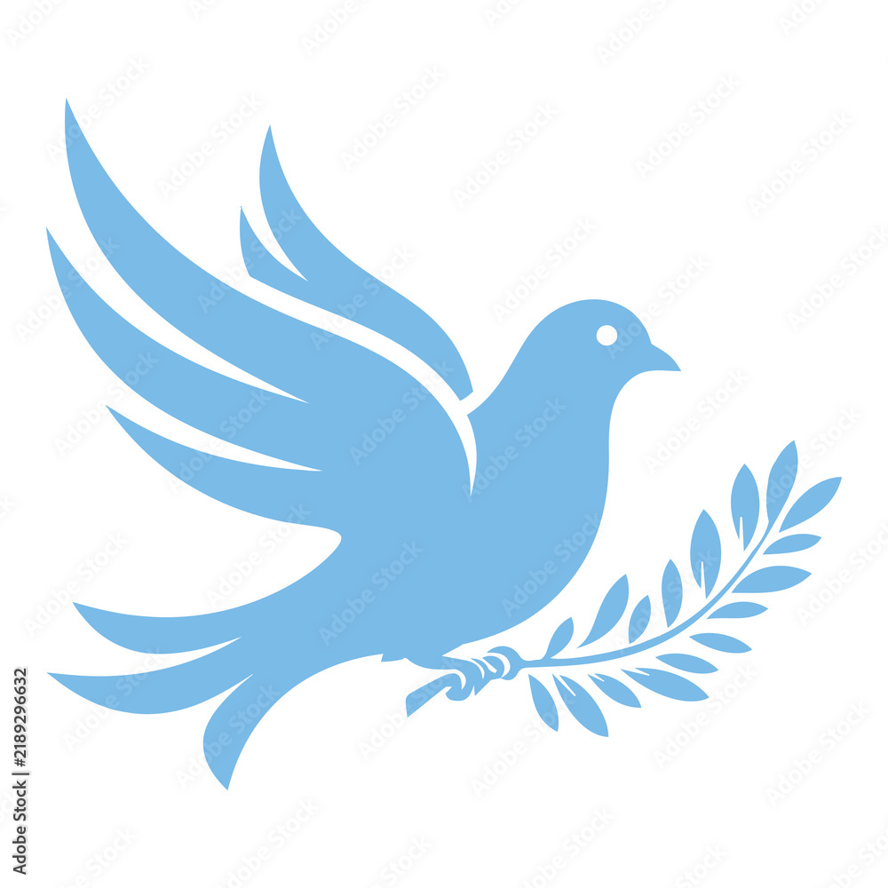 Fototapeta premium Flying Peace Dove with Olive Branch Flying Freedom Graphic