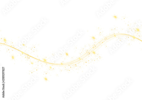 Golden light wave with sparkles abstract illustration 
