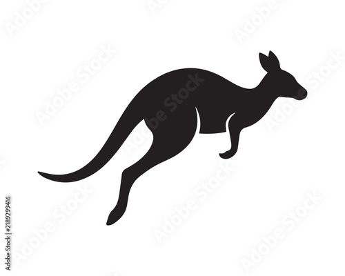 Black silhouette of a kangaroo jumping isolated on white background with australian animal black shape animal icon kangaroo silhouette marsupial