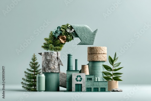 Circular economy concept with recycling process