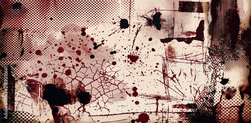 Screen print distress stamp texture with grunge noise, grain, scratches, speckles, rough edges and cracked ink overlay for creating vintage textured backgrounds and graphic effects	
