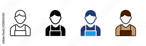 Apron person icon. Service worker symbol. Professional pictogram. Barista, chef, waiter, hospitality, food service and workplace professional sign.