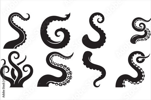 Collection of  Tentacle illustrations with different expressions and shapes