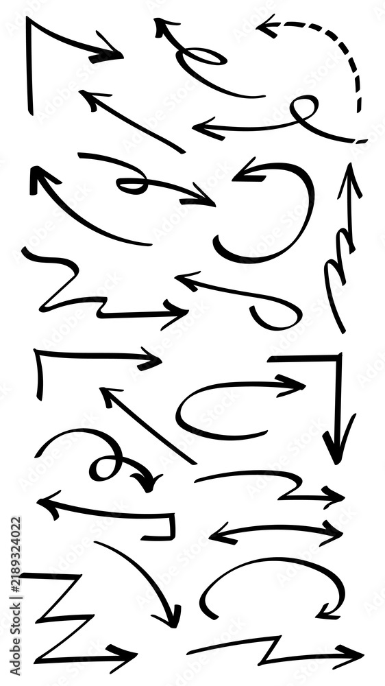 Fototapeta premium PNG hand-drawn arrow set, transparent background