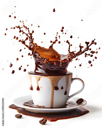 coffee splash dynamic liquid motion isolated on white background