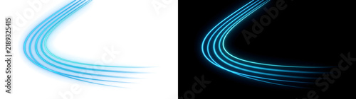 Photography Blue neon light curves streaking swiftly across the frame for futuristic designs