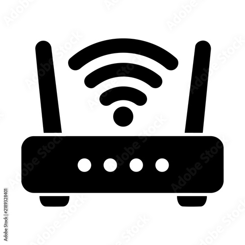 Obraz na płótnie Wireless router internet wifi network modem connection solid vector icon