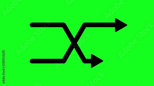 Intersecting black arrows animation. HD video with a bright green screen background. Directional sign animation. Seamless loop video.