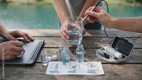 Water Quality Testing With Probe During Field Research