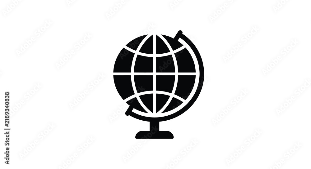 Fototapeta premium Globe silhouette on a white background represents global connections and education