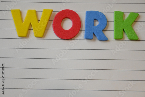 Obraz na płótnie Colorful foam letters spelling work