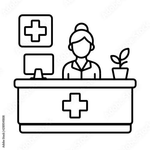 Hospital place Reception Icon design illustration