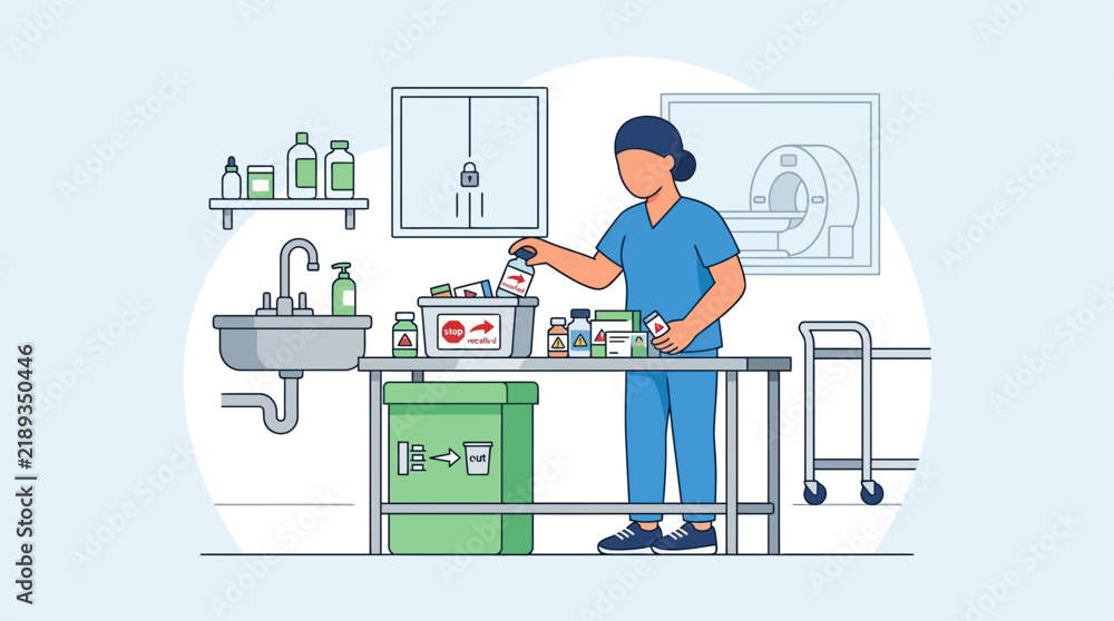 Fototapeta premium Nurse organizing medical supplies, hospital scene, transparent background
