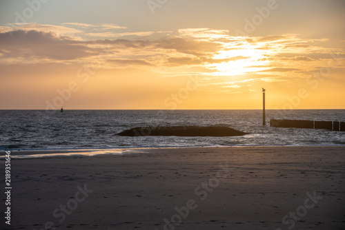 Golden Sunset Over the North Sea at Westkapelle, Zeeland, Netherlands