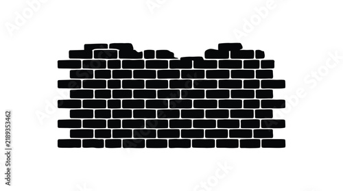Картината върху платно Black brick wall with missing sections a solid silhouette