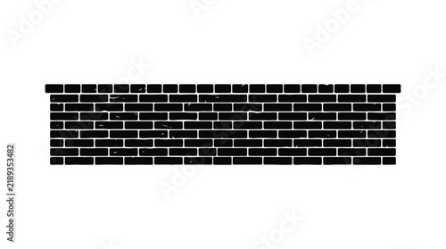 Картината върху платно Black brick wall silhouette against a white background