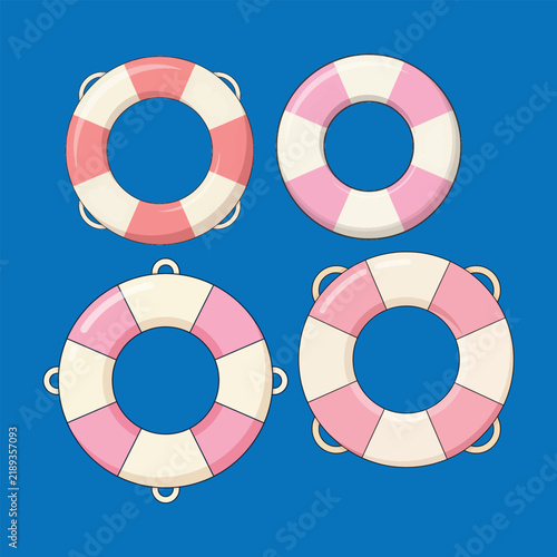 Modern Lifebuoy Collection with Pink White and Cream Stripes for Poolside Beach and Ocean Safety Design