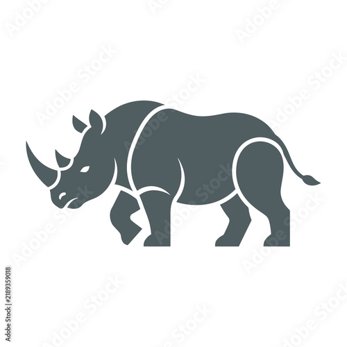 Rhinoceros walking profile view dark grey silhouette animal icon wildlife symbol