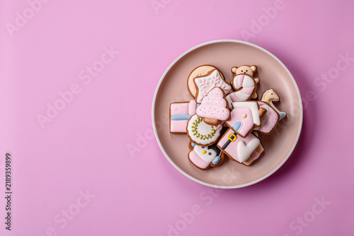 Sweet, colorful, homemade Christmas gingerbread cookies. Christmas gingerbread cookies