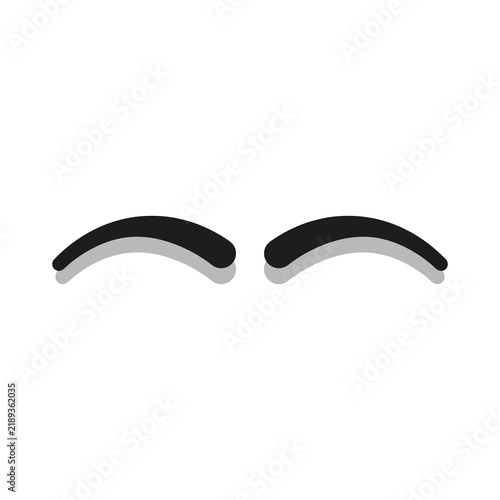 Pair of thick dark eyebrows on white background.