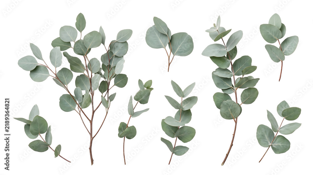Obraz premium Eucalyptus Leaves Christmas Deco PNG isolated object