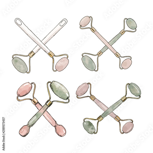 Skincare Facial Massage Tool Jade Roller Vector Design