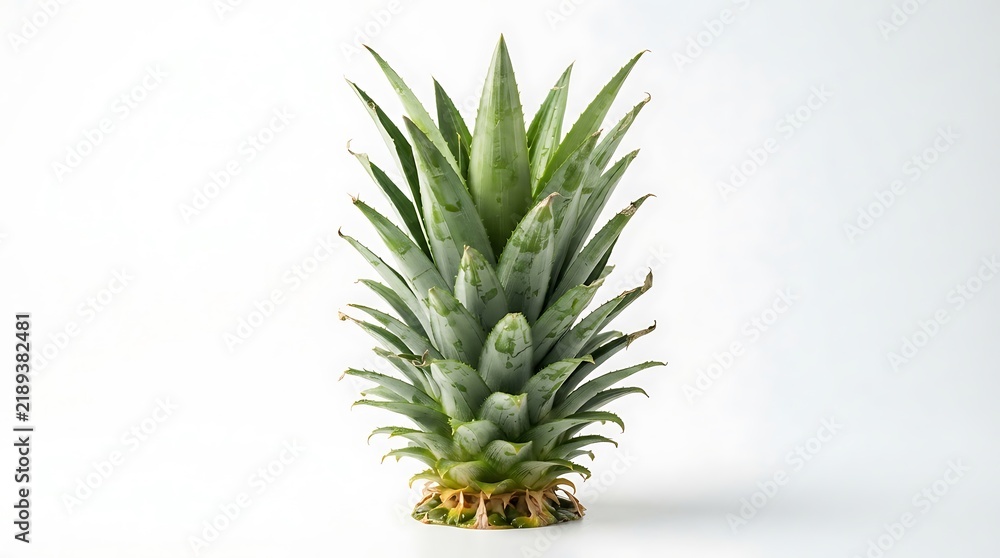 Fototapeta premium Fresh green pineapple crown isolated on white background.