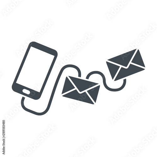 Smartphone sending emails with connected envelopes