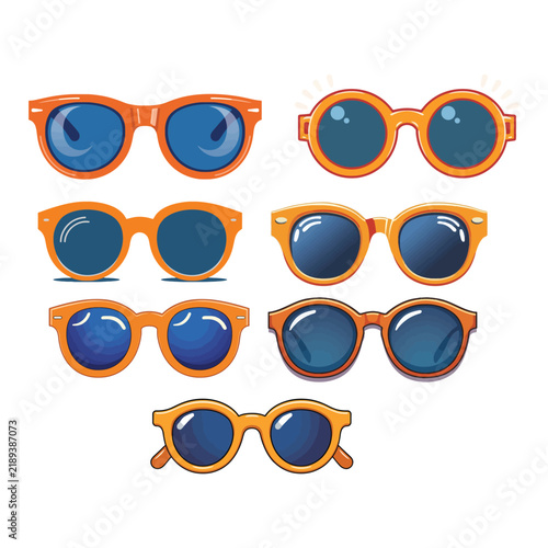 Stylish sun protection glasses set with colorful orange frames
