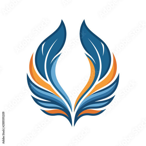 Abstract Blue Orange Winged Symbol Icon