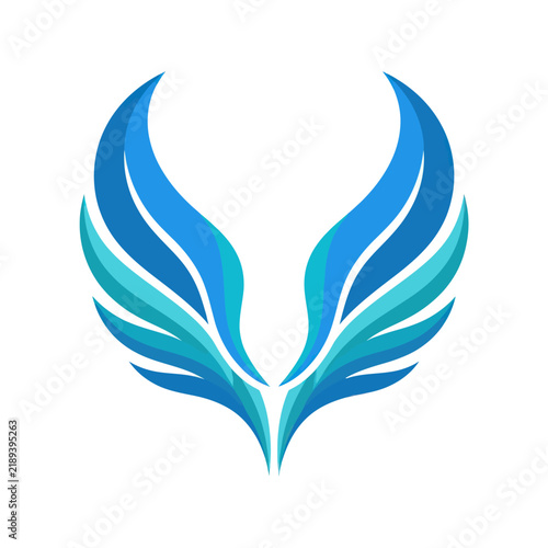 Abstract Blue Wings Logo Design