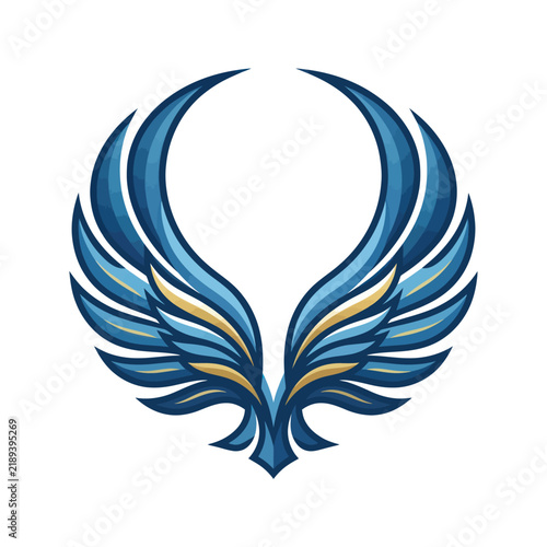 Abstract Blue Wings Logo Design
