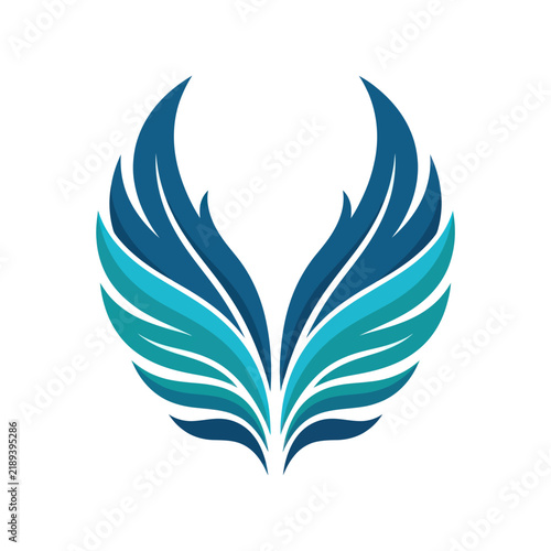 Abstract Blue Wings Logo Design