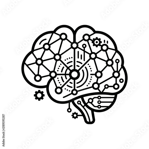 Abstract Brain Network Icon: AI, Neural Connections, Technology, Innovation