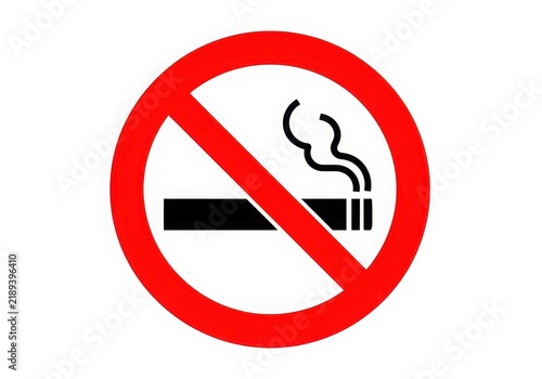 No smoking prohibition red circle icon isolated on white background