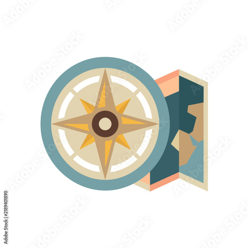 Compass and Map Icon: Navigation, Travel, and Exploration Concept