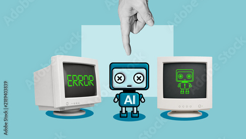 Quadro su tela AI Hallucinations and Artificial Intelligence Failure, Highlighting Unreliable O