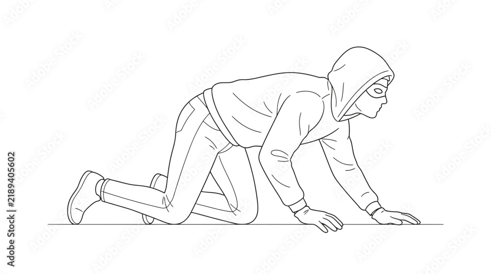 Fototapeta premium Intruder Scene in Home, Illustration of Theft Event, Indoor Perspective