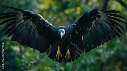 Majestic Bald Eagle Perched on Rock, Wings Spread Wide, Powerful Bird of Prey in Natural Forest Habitat