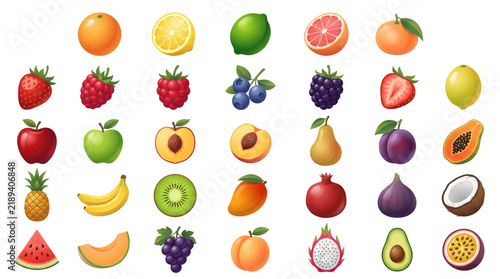 Collection of Fresh and Vibrant Fruits Displayed Artistically 1.